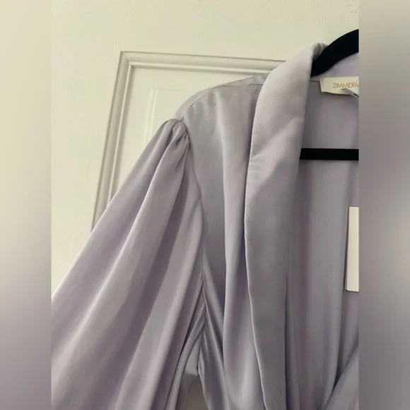 NWT medium / AUS 2 Zimmerman Silk Purple Wrap Dress Midi - Picture 12 of 15
